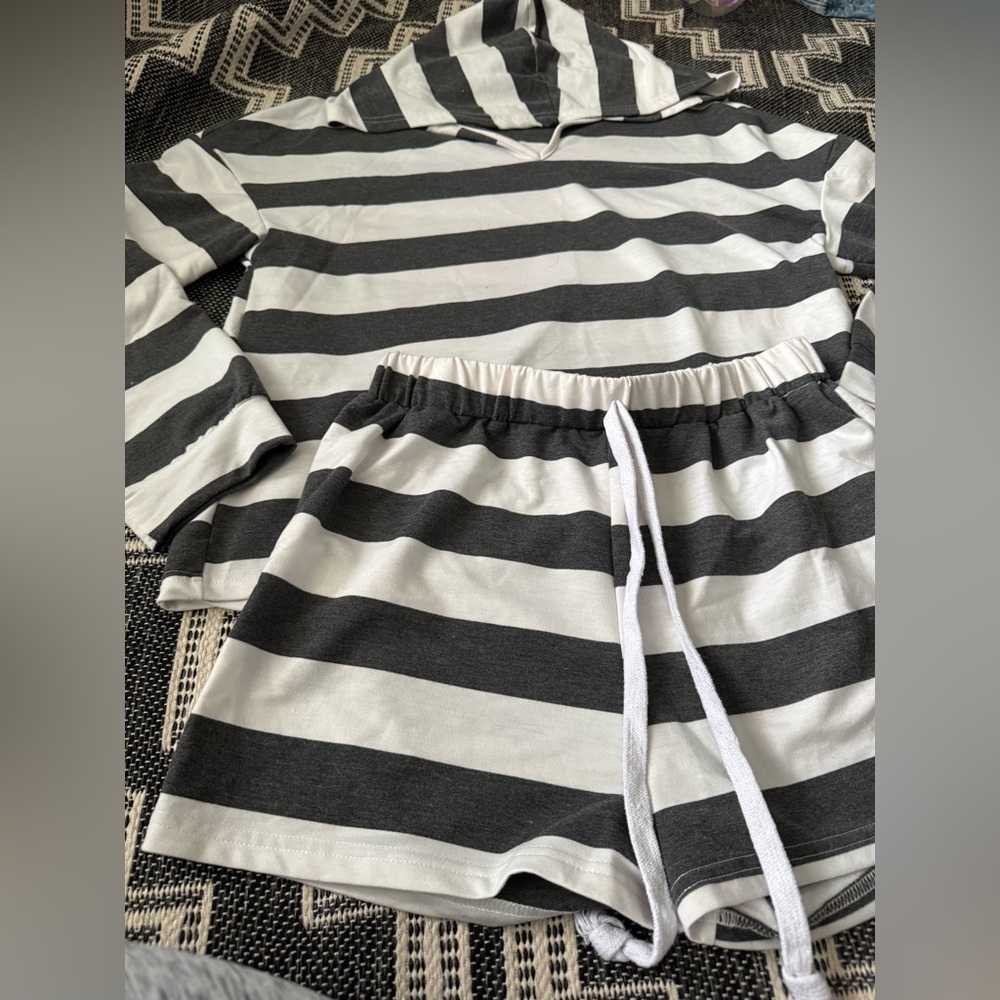 Striped Black and White Women's Shorts